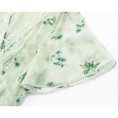Boho Style Mint Green Floral Print Dresses