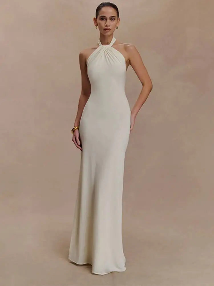 Hanging Neck Sleeveless Waist Slimming Dresses