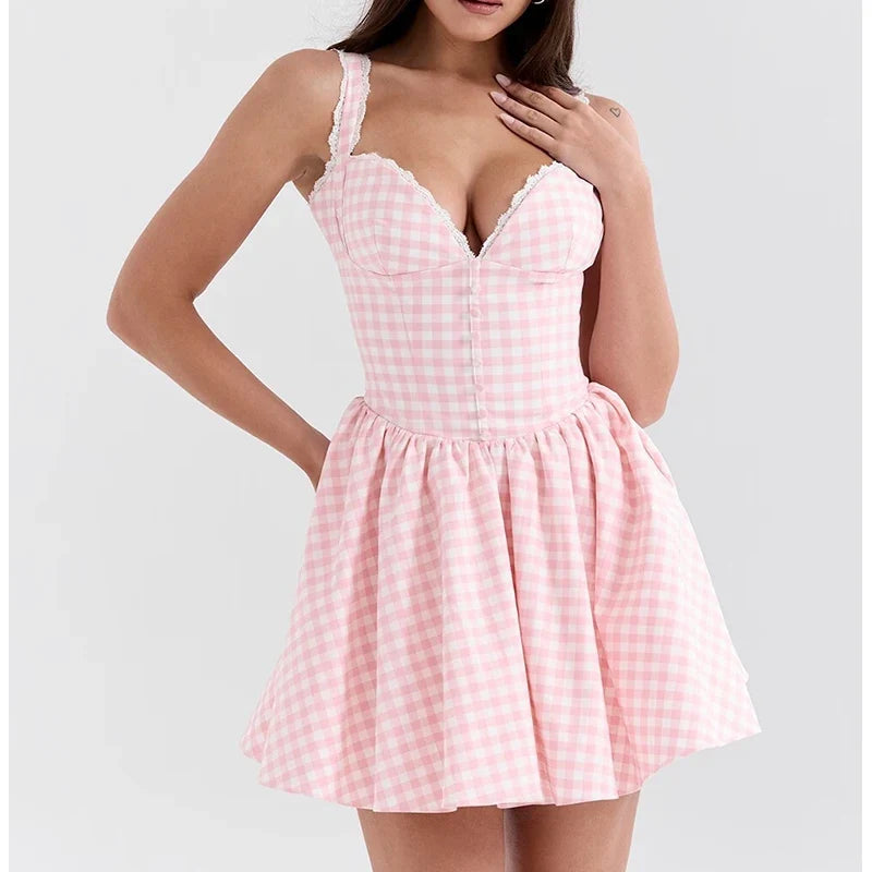 Sexy Elegant Pink Sling Mini Dresses