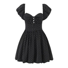 Sexy Off Shoulder Polka Dot Mini Dresses For Short Sleeve A-line Summer Holiday Party Dresses