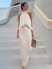 Summer Light Luxury Hanging Neck Sleeveless Backless Slim Fit Dresses