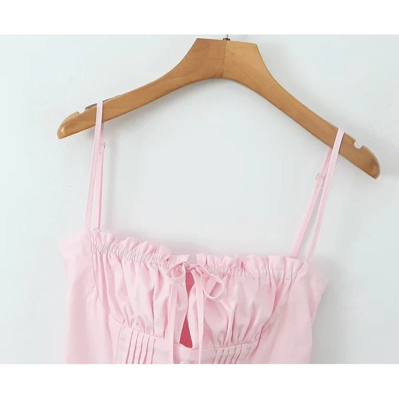 Low Waist Fit And Flare Sling Mini Dresses Wood Ears Summer Sexy Dresses