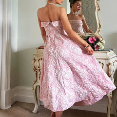 Luxury Tube Tops Jacquard Solid Evening Dresses