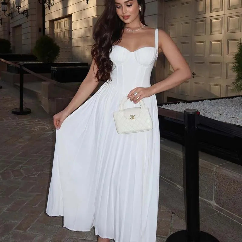 Sexy Elegant Front Slit Sling A-line Midi SunDresses
