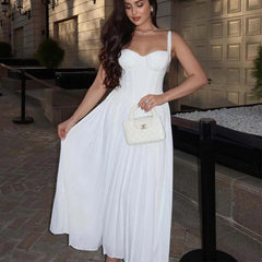 Sexy Elegant Front Slit Sling A-line Midi SunDresses