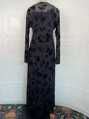 Printed Round Neck Long Sleeved Dresses