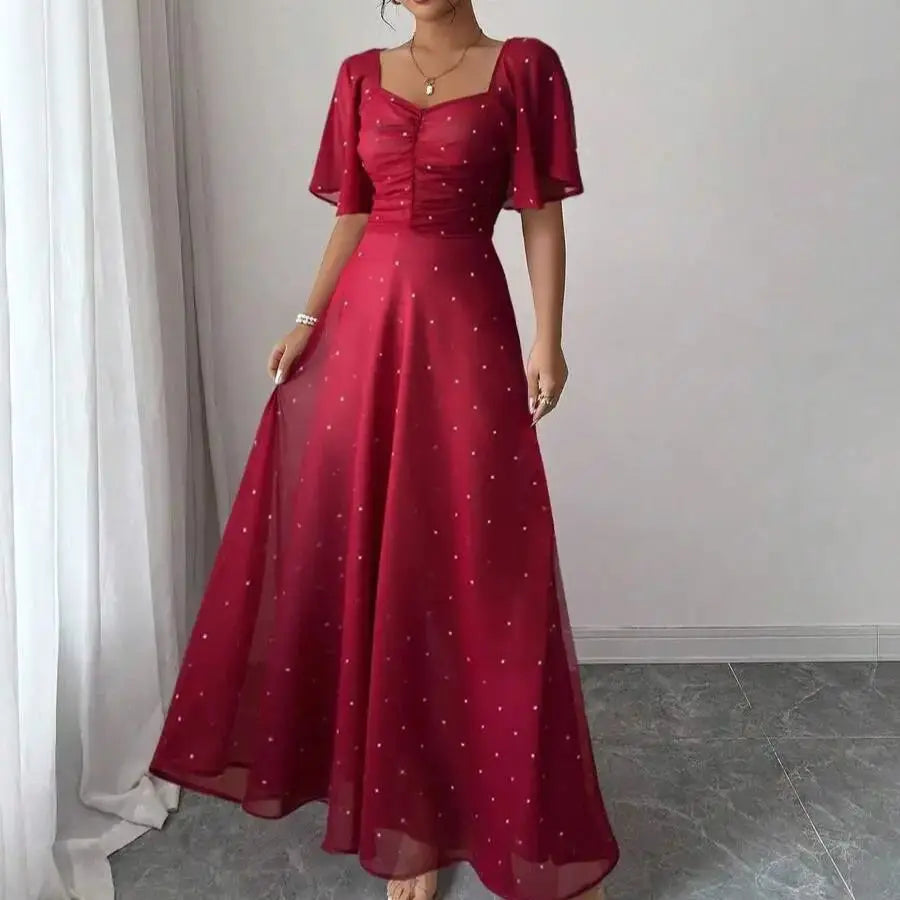 Sweet French Style Red Maxi Dresses