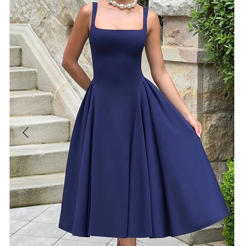 Sexy Elegant Navy Blue Tank Dresses