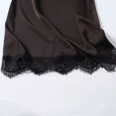 Lace Trim Brown Short Tank Dresses