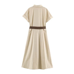 Khaki Midi Shirt Dresses