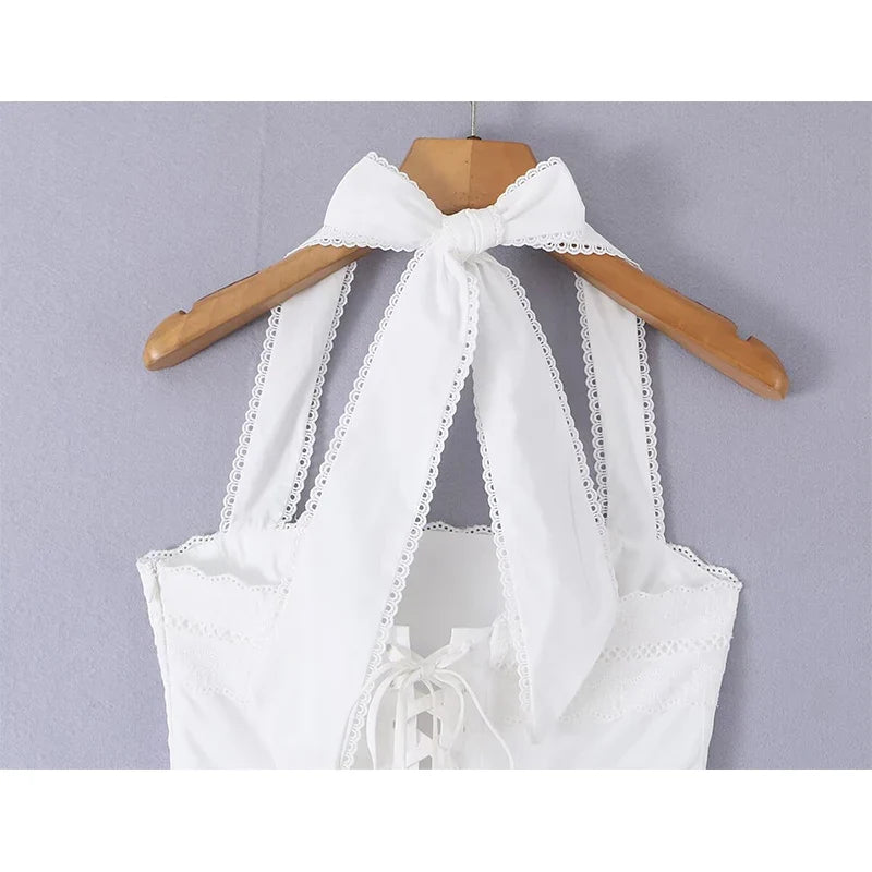 White Halter Mini Dresses