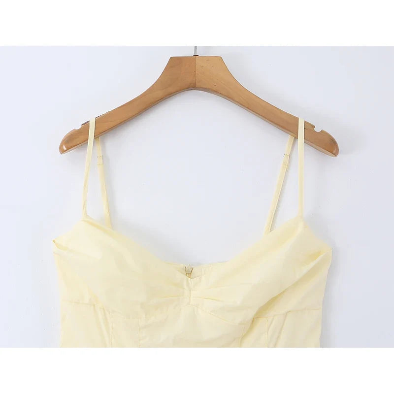 Yellow Sling Midi Dresses