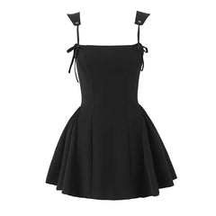 Sexy Spaghetti Straps Black Mini Ball Gown Dresses