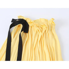 Contrasting Bow Tie Satin Halter Dresses
