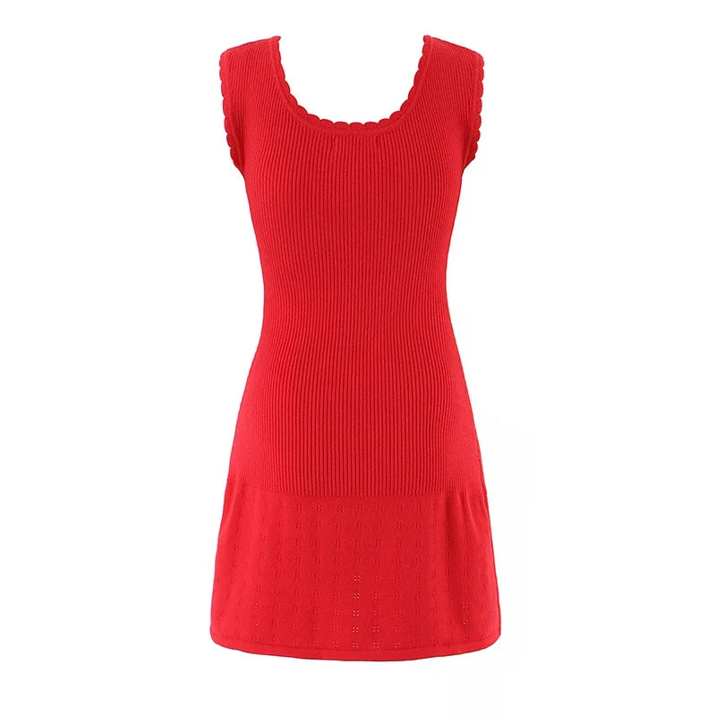 French Summer High Elasticity Knitted Dresses