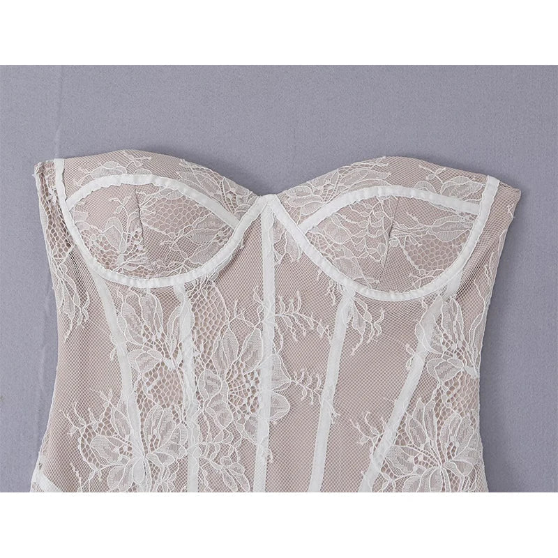 Lace Strapless Corset Mini Dresses
