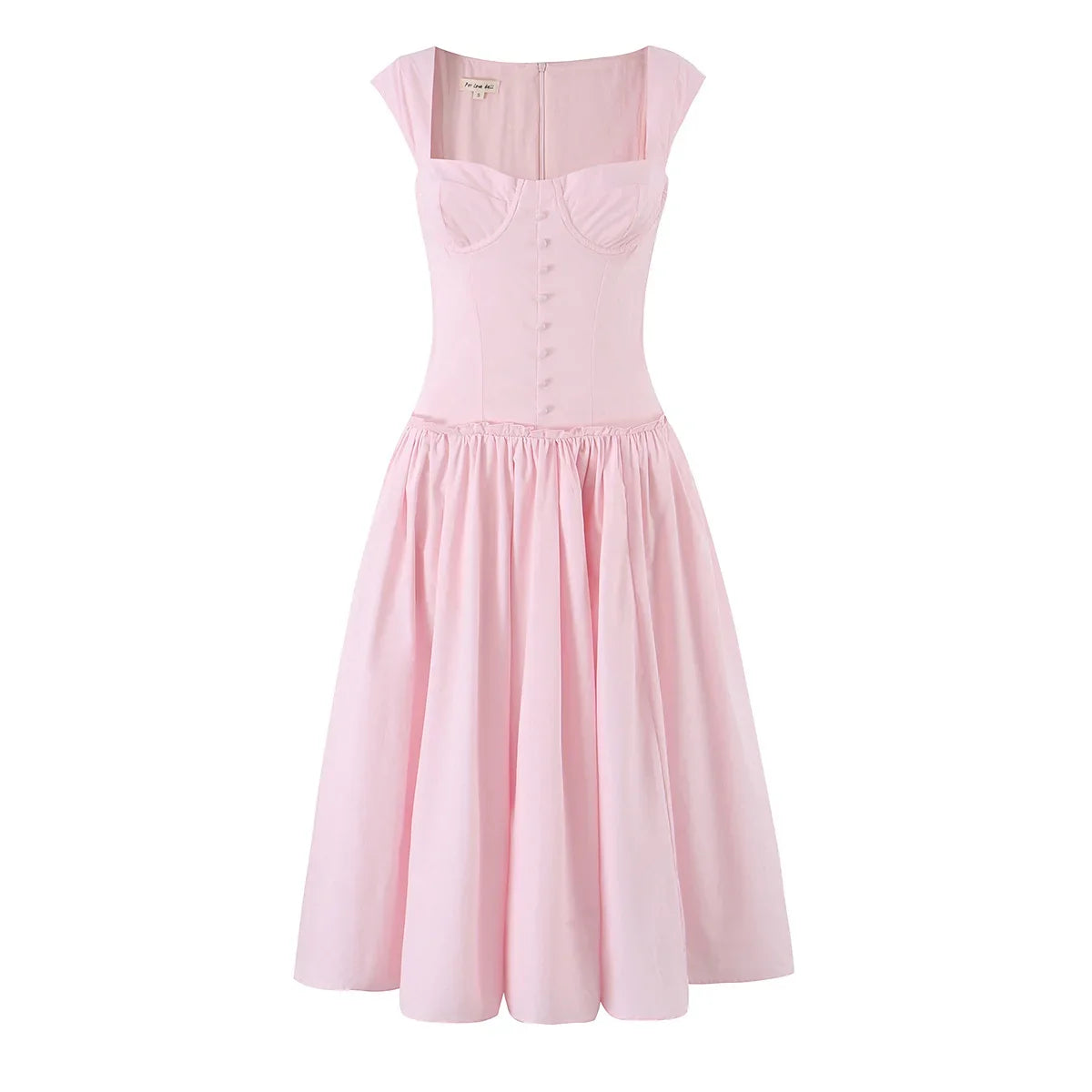 French Sweet Pink Corset Midi Dresses
