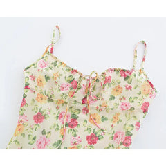 Floral Print Spaghetti Strap Sexy Dresses