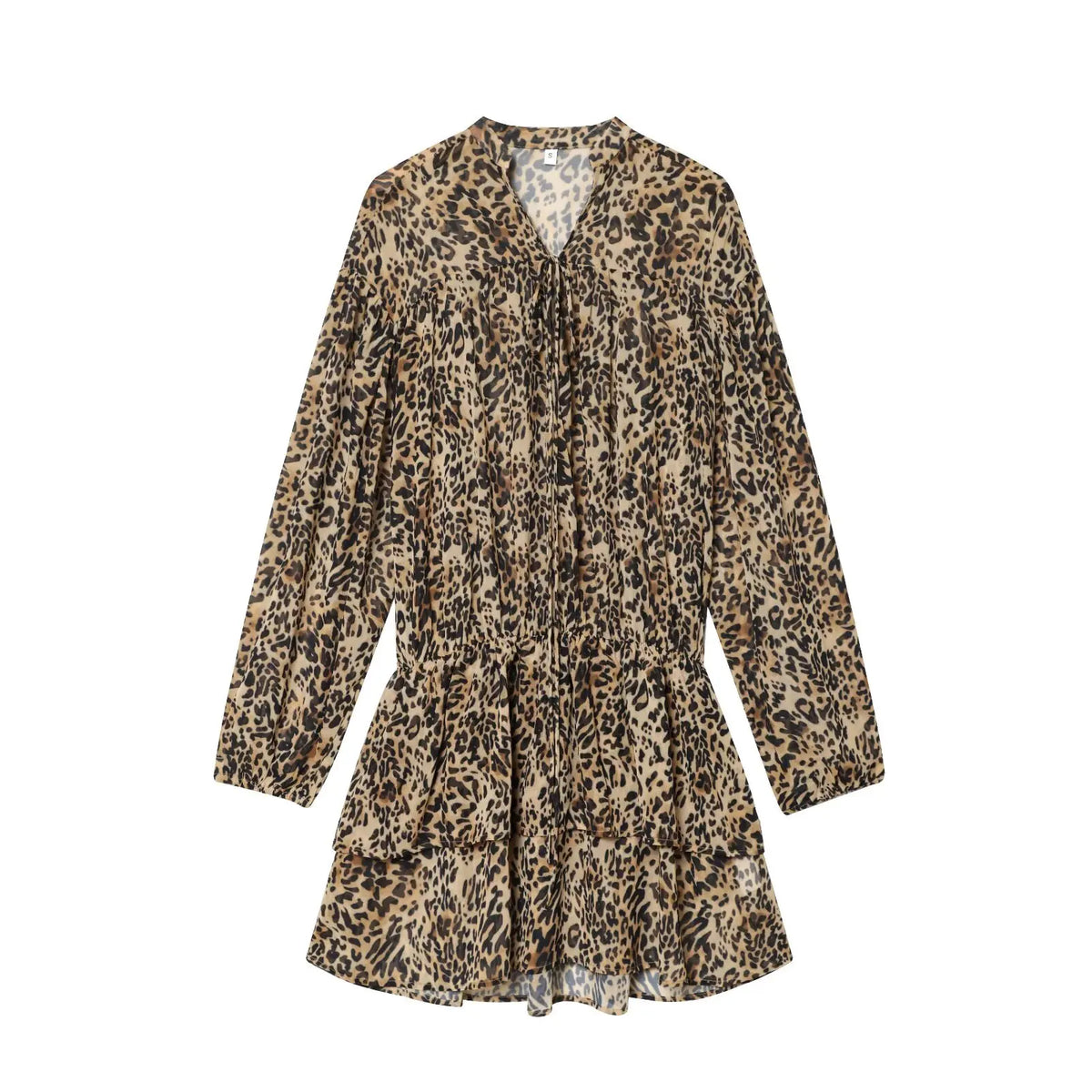 Spring Vintage Animal Print Ruffle Mini Dresses