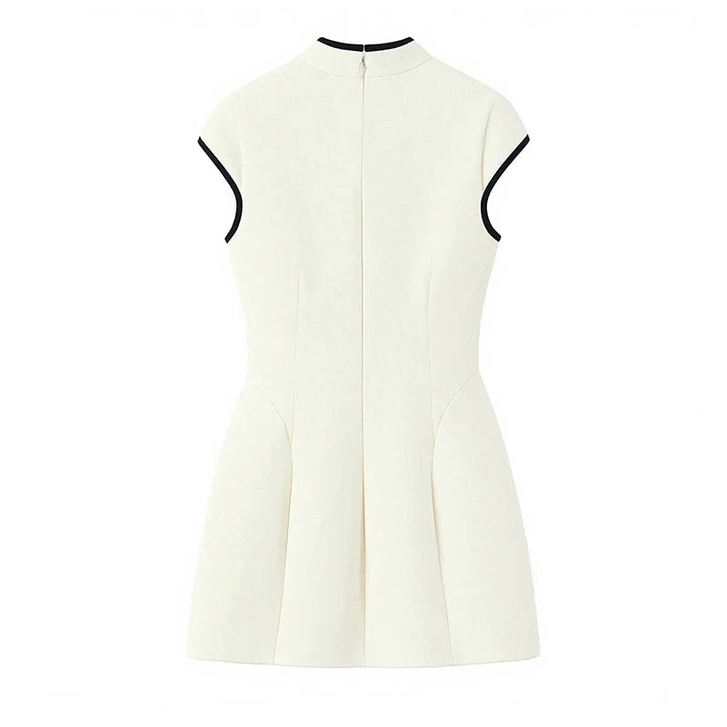 White Cheongsam Inspired Mini Dresses