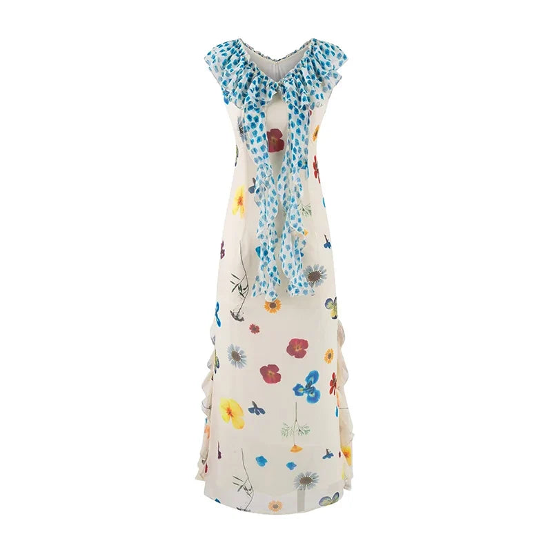 Sweet Floral Print Vacation Long Dresses