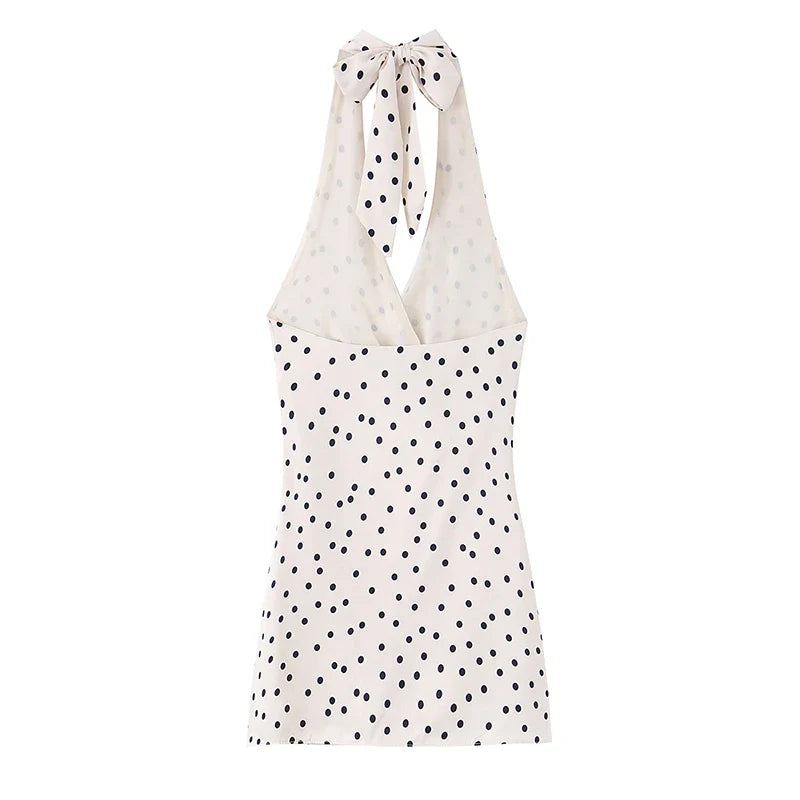 Polka Dot Halter Neck Mini Dresses