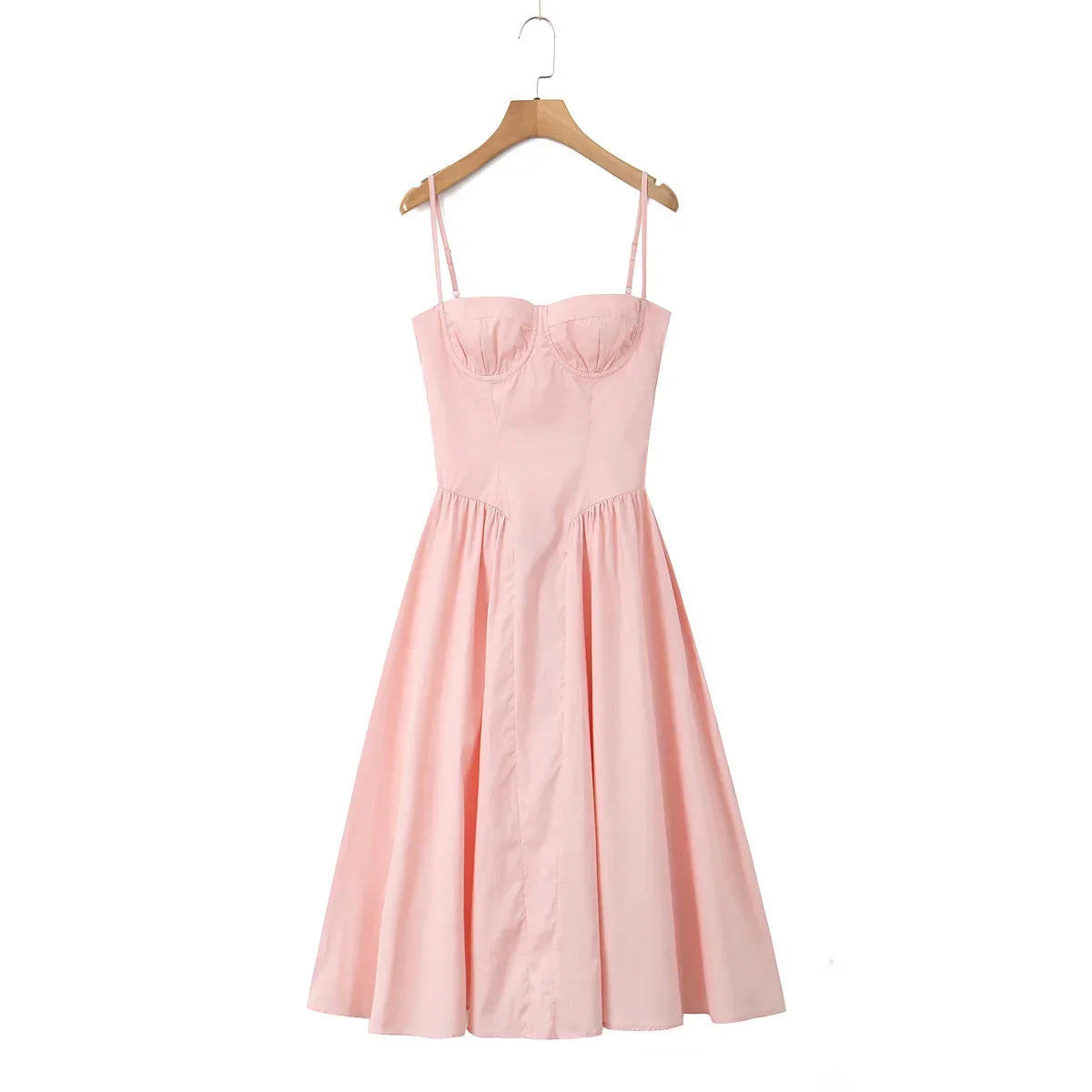 Sexy Spaghetti Straps Red Evening Party Dresses Pretty Girl Low Waist Flare And Flare Birthday Dresses Cotton