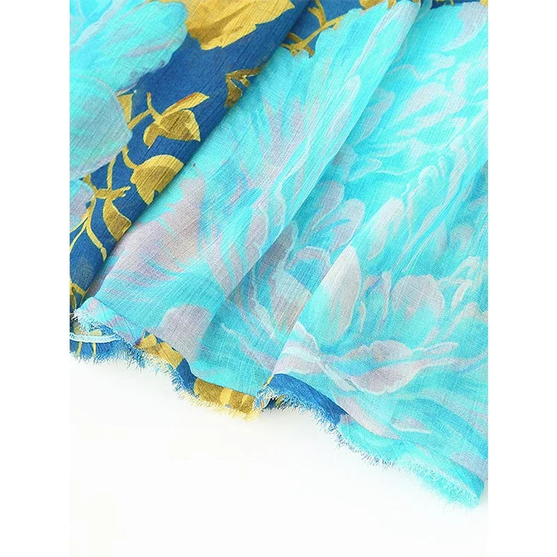 Sexy Off Shoulder Floral Print Chiffon Strapless Dresses Layered A-line Casual Summer Beach Dresses