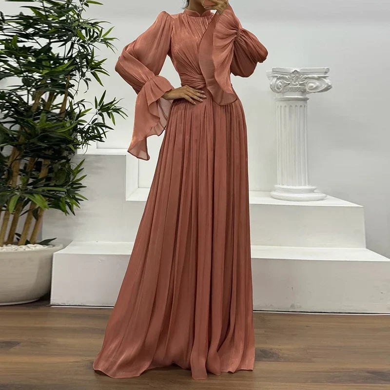 Lady Autumn Flare Sleeve High Waist Dresses