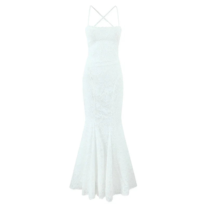 Sexy Black White Elegant Sling Fishtail Dresses