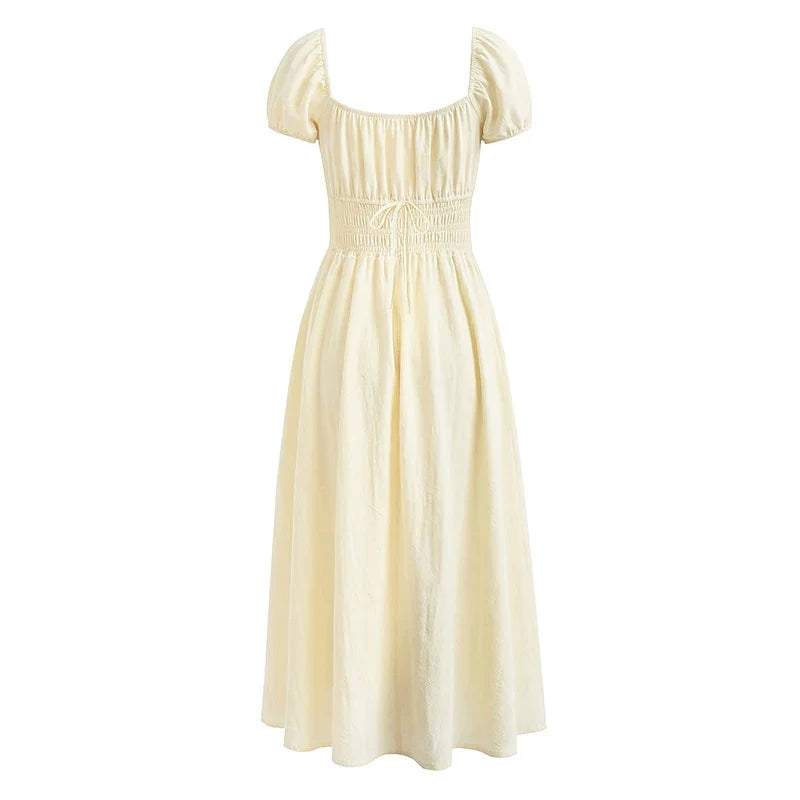 Square Neck Short Sleeve Elegant Summer Dresses
