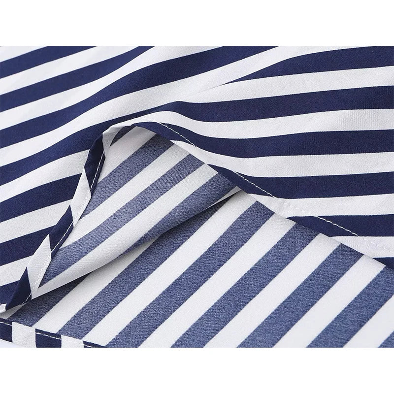 Positioning Diagonal Stripe Asymmetric Sling Dresses