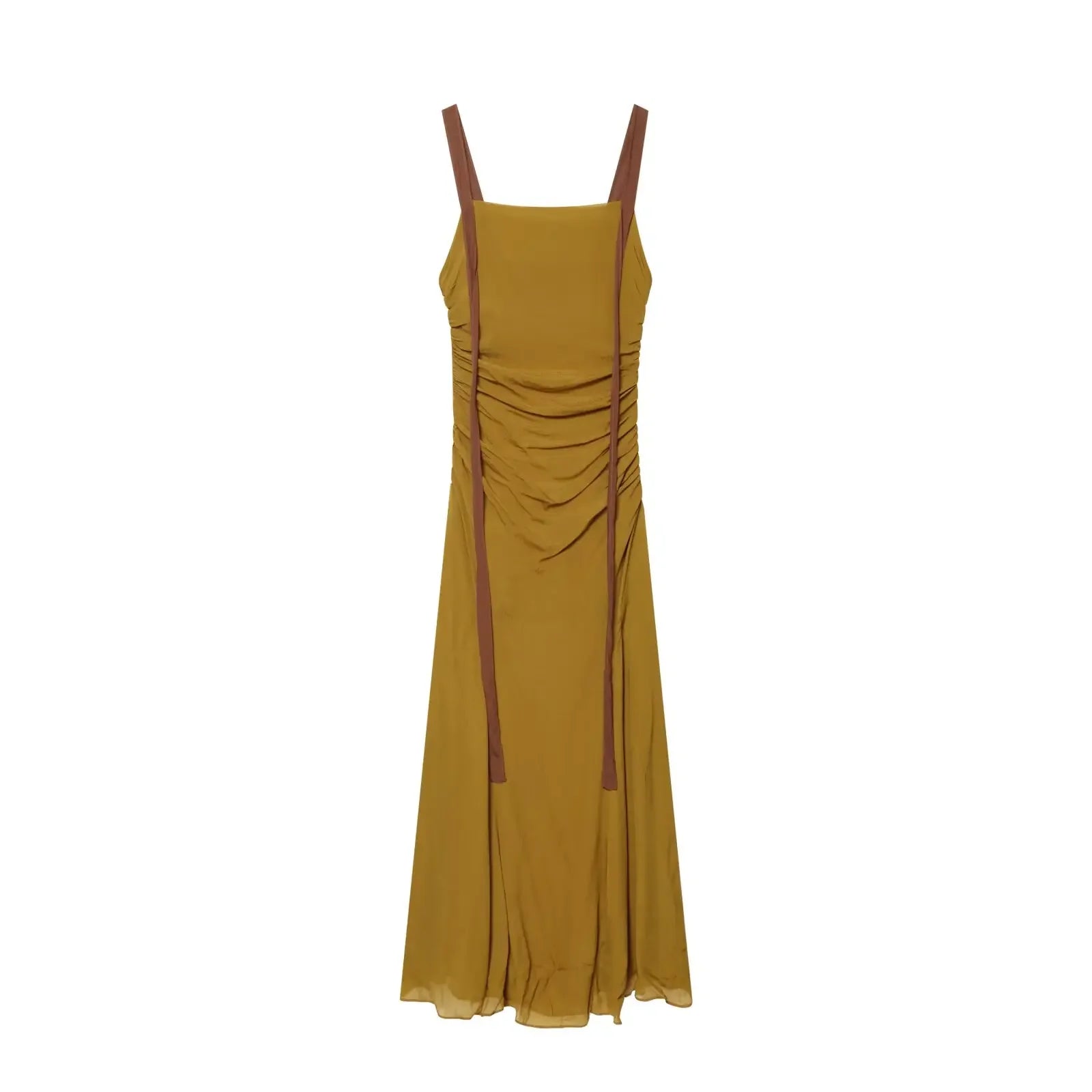 Sexy Spaghetti Straps Draped Maxi Dresses Vacation Summer Chiffon Vestidos Casual Sundress