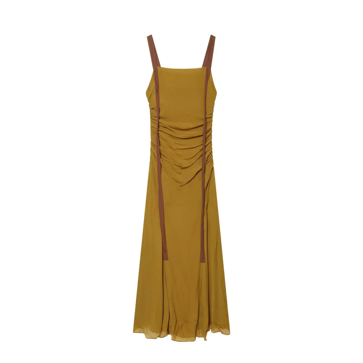 Sexy Spaghetti Straps Draped Maxi Dresses Vacation Summer Chiffon Vestidos Casual Sundress
