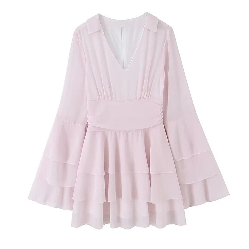 Pink Chiffon Mini Dresses