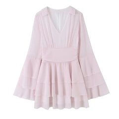 Pink Chiffon Mini Dresses