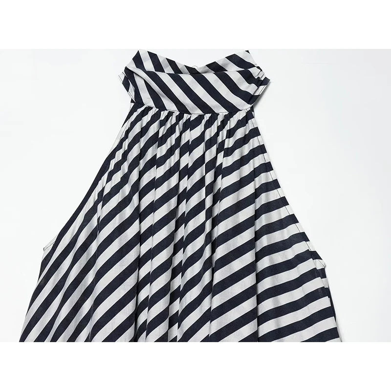 Striped Halter Midi Dresses