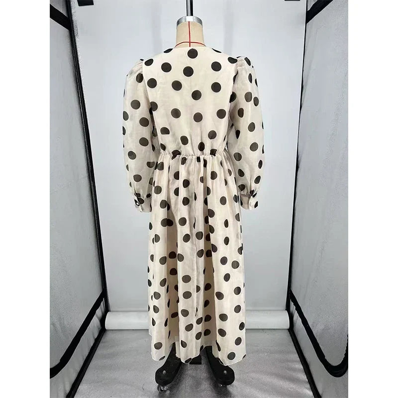 Spring Autumn Vintage Polka Dot Dresses