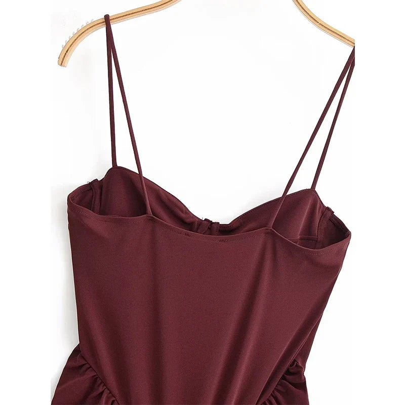 Sexy Burgundy Spaghetti Strap Corset Maxi Dresses Sweetheart Neck Ruched Waist Formal Evening Gown