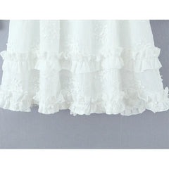 Elegant White Floral Embroidery Mini Dresses