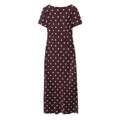Vintage Elegant Polka Dot Dresses Short Sleeve A-line Midi Summer Dresses