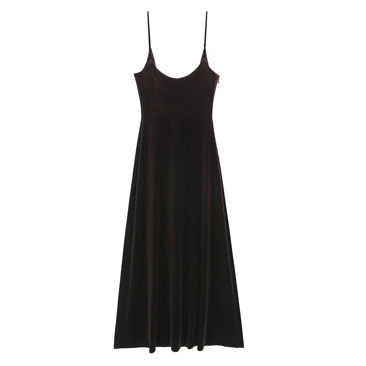 Brown Sexy Sling Long Velvet Dresses