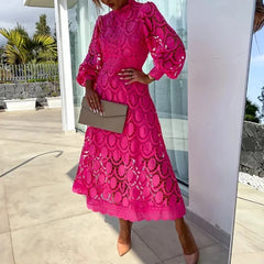 Lady Sexy Hollow Lantern Sleeve Party Dresses
