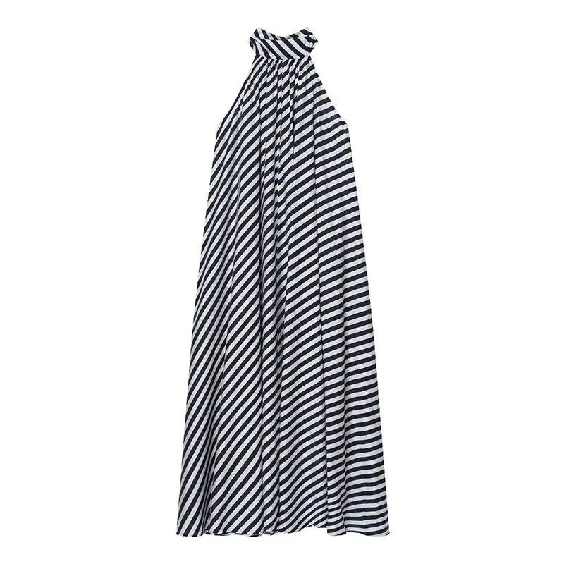 Striped Halter Midi Dresses