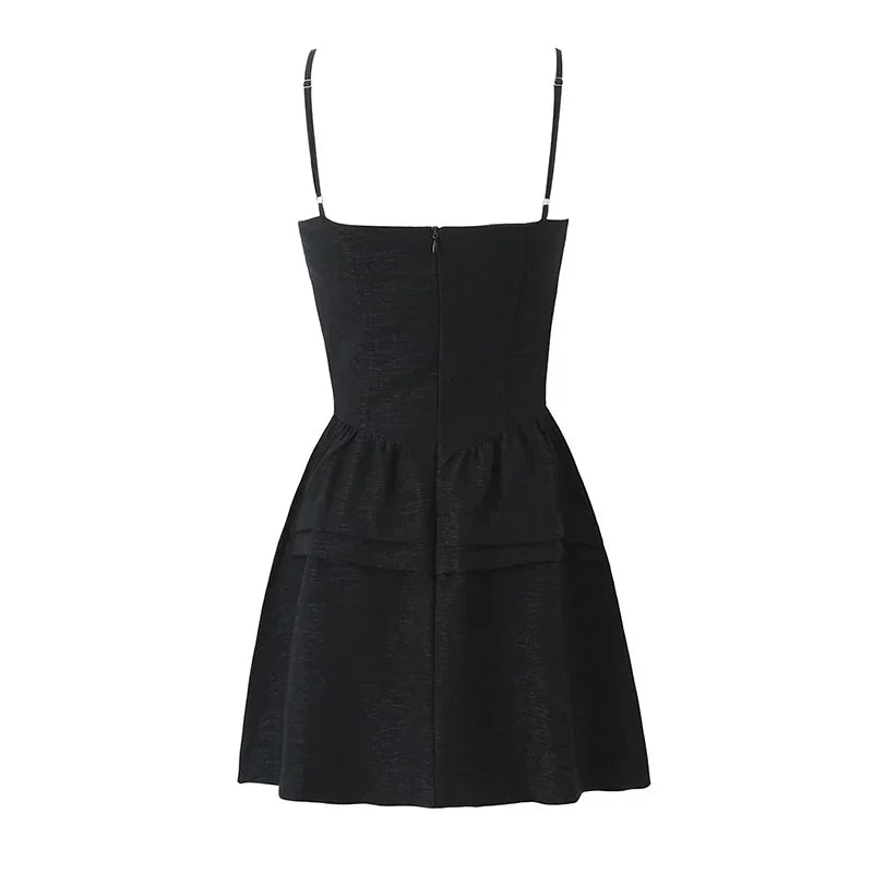 Sexy Elegant Lace Trim Bow Bandage Spaghetti Strap Mini Dresses