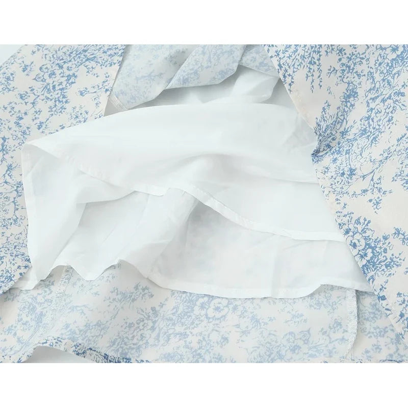 French Style Floral Print Sling Short Dresses