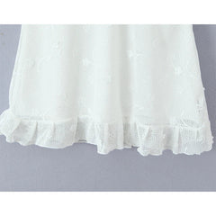 Floral Embroidery Mesh White Tank Dresses