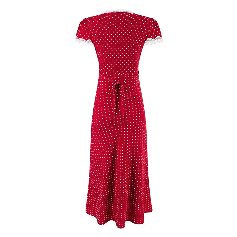 French Polka Dot Red Dresses