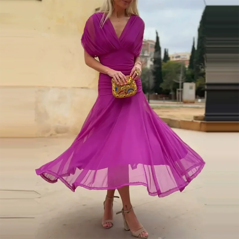 Spring Summer Short Sleeved Party Dresses