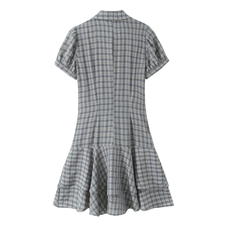 Plaid Ruffled Short Dresses